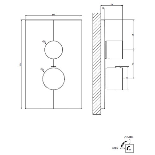 Immagine di Gessi HABITO miscelatore termostatico a parete 1 via, finitura cromo 70030#031