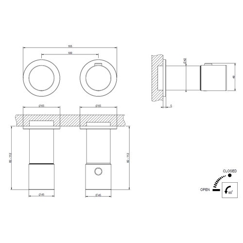 Immagine di Gessi HABITO miscelatore termostatico doccia a parete 1 via, finitura cromo 70032#031