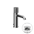 Immagine di Gessi HABITO RIGATO miscelatore lavabo H.19 cm, con piletta Stop&Go e flessibili di collegamento, finitura cromo 70501#031