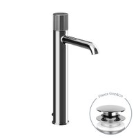 Immagine di Gessi HABITO RIGATO miscelatore lavabo H.33.7 cm, con piletta Stop&Go e flessibili di collegamento, finitura cromo 70503#031
