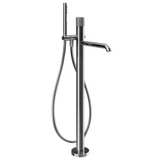 Immagine di Gessi HABITO RIGATO miscelatore vasca da terra con deviatore automatico, finitura cromo 70528#031