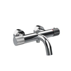 Immagine di Gessi HABITO RIGATO miscelatore termostatico vasca con bocca di erogazione, presa acqua e deviatore automatico, finitura cromo 70513#031