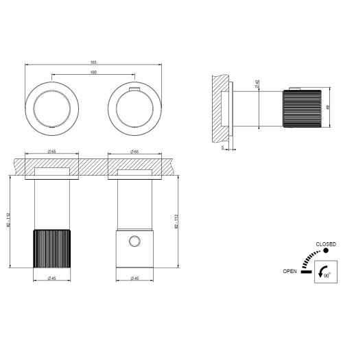 Immagine di Gessi HABITO RIGATO miscelatore termostatico doccia a parete 1 via, finitura cromo 70532#031