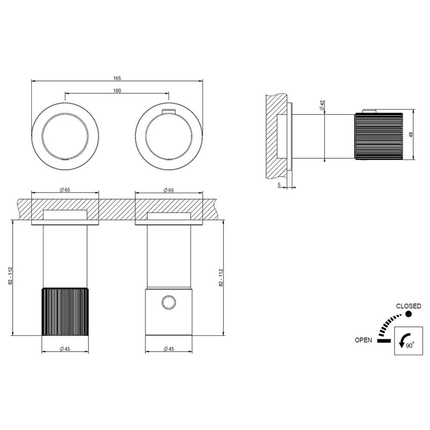 Immagine di Gessi HABITO RIGATO miscelatore termostatico doccia a parete 1 via, finitura cromo 70532#031
