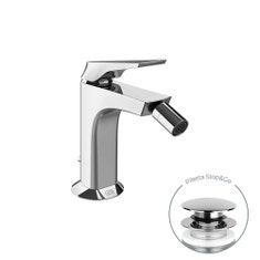 Immagine di Gessi VENTAGLIO miscelatore bidet H.15 cm, con piletta stop & go e flessibili, finitura cromo 72007#031