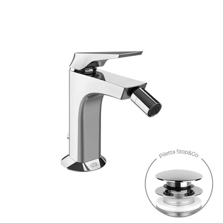Immagine di Gessi VENTAGLIO miscelatore bidet H.15 cm, con piletta stop & go e flessibili, finitura cromo 72007#031