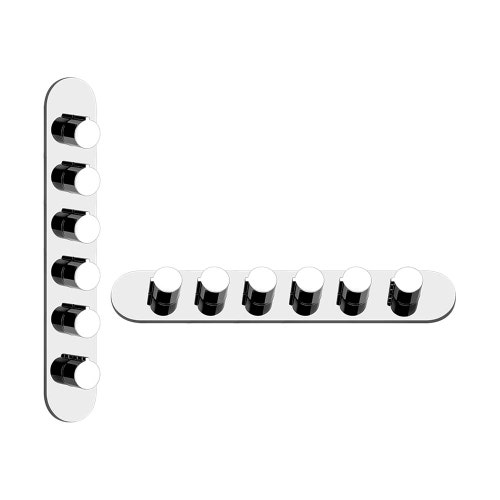 Immagine di Gessi WELLNESS miscelatore termostatico alta portata a parete, 5 uscite indipendenti, installazione verticale/orizzontale, senza corpo incasso, finitura cromo 43070#031