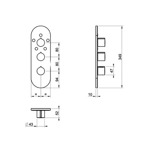 Immagine di Gessi WELLNESS miscelatore termostatico alta portata a parete, 5 uscite con selezione singola, installazione verticale/orizzontale, senza corpo incasso, finitura cromo 43072#031