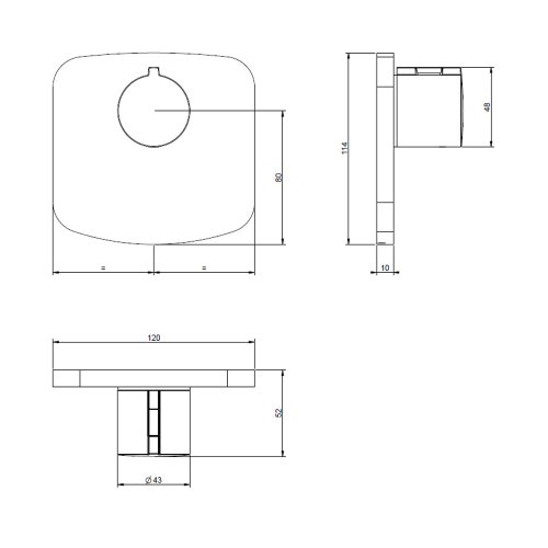Immagine di Gessi WELLNESS parte esterna Miscelatore termostatico alta portata a parete, finitura cromo 43256#031