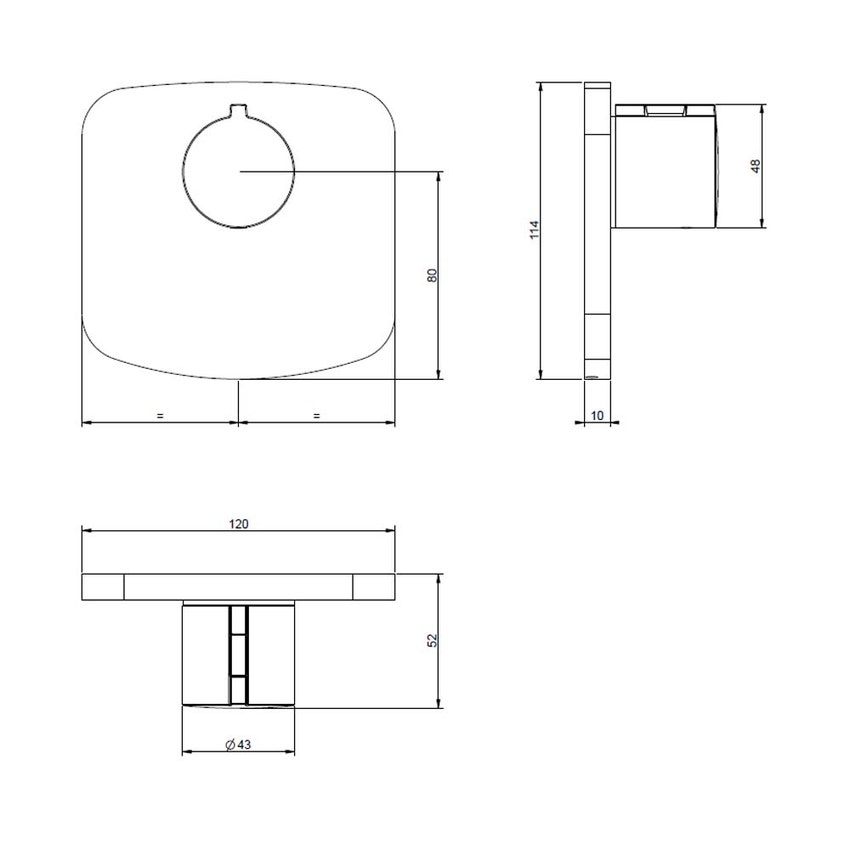 Immagine di Gessi WELLNESS parte esterna Miscelatore termostatico alta portata a parete, finitura cromo 43256#031