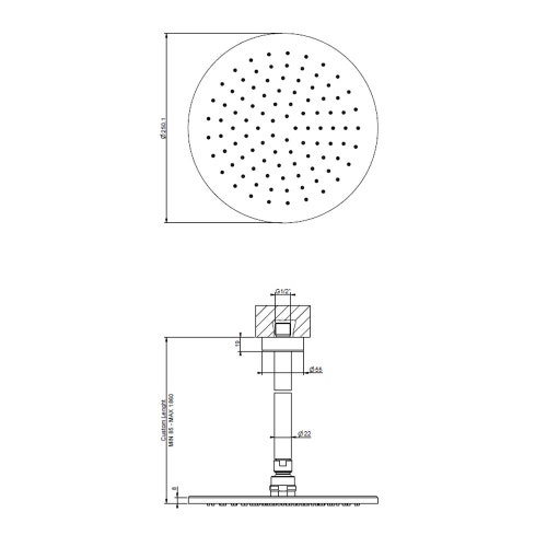 Immagine di Gessi SHOWER soffione a soffitto orientabile, braccio altezza personalizzabile, finitura cromo 63350#031