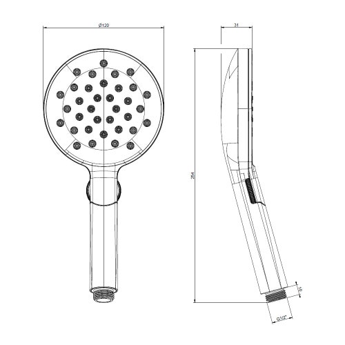Immagine di Gessi SHOWER doccetta anticalcare due funzioni con selettore a rotella con inserto nero, finitura cromo 47350#031