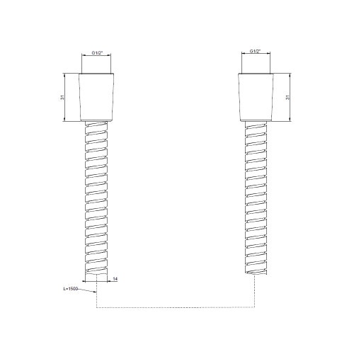 Immagine di Gessi SHOWER flessibile a doppia aggraffatura lunghezza 150 cm con attacco da 1/2" conico, finitura cromo 01724#031