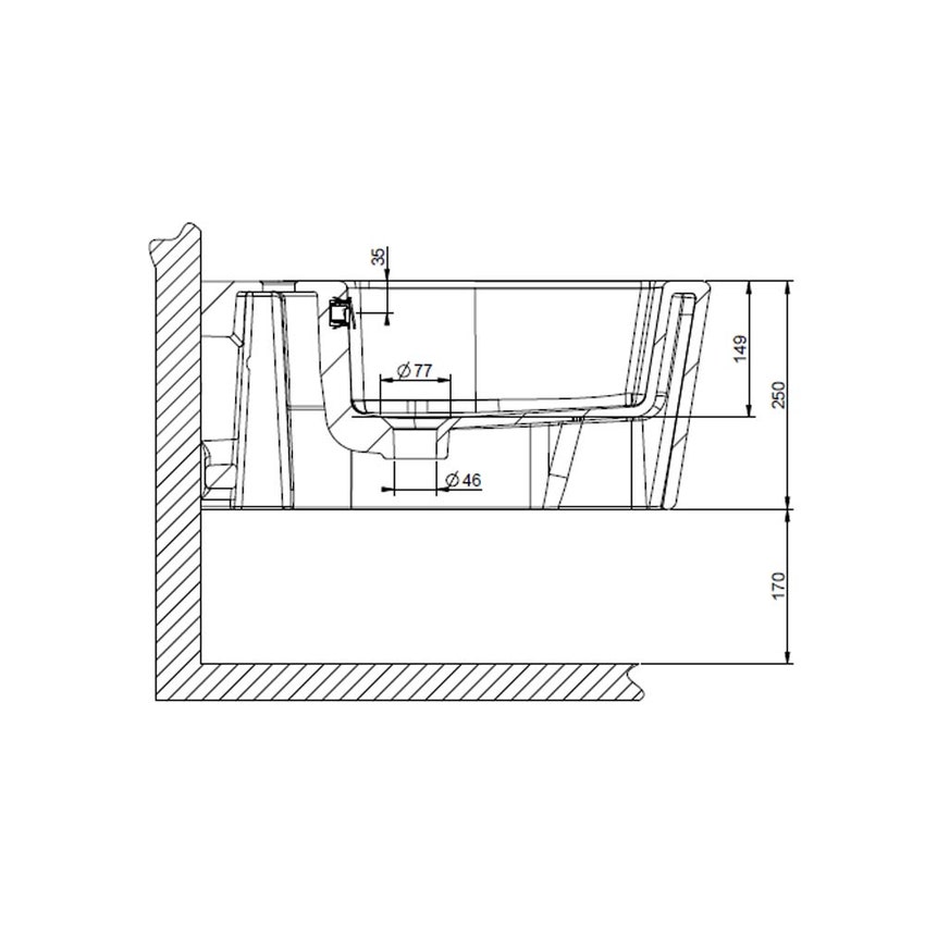 Immagine di Gessi TOTAL LOOK bidet in ceramica a parete, con troppopieno, con foro centrale per rubinetteria, colore bianco finitura lucido 37575#518