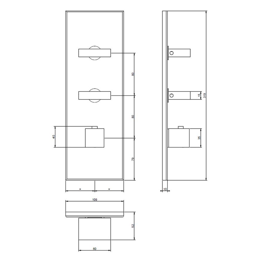 Immagine di Gessi WELLNESS miscelatore termostatico alta portata a parete, 2 uscite indipendenti, installazione verticale e orizzontale, finitura cromo 43024#031