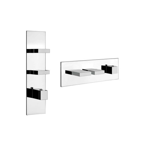 Immagine di Gessi WELLNESS miscelatore termostatico alta portata a parete, 2 uscite indipendenti, installazione verticale e orizzontale, finitura cromo 43024#031