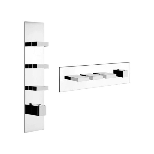 Immagine di Gessi WELLNESS miscelatore termostatico alta portata a parete, 3 uscite indipendenti, installazione verticale e orizzontale, finitura cromo 43026#031