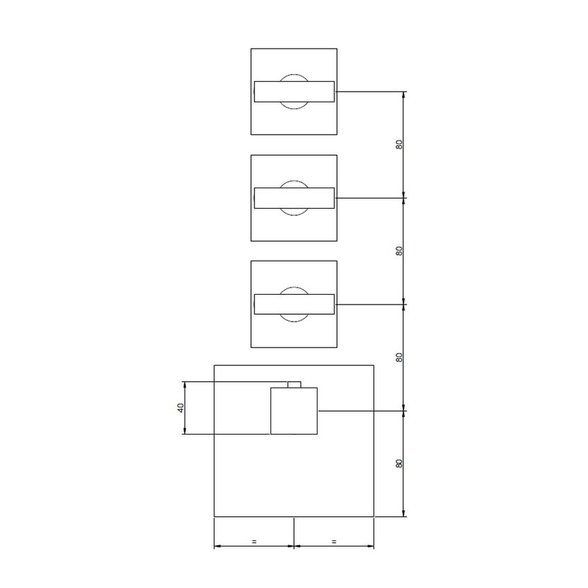Immagine di Gessi WELLNESS miscelatore termostatico alta portata a parete, 3 uscite indipendenti, installazione verticale e orizzontale, finitura cromo 43216#031