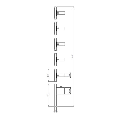 Immagine di Gessi WELLNESS miscelatore termostatico alta portata a parete, 5 uscite con selezione singola, installazione verticale e orizzontale, finitura cromo 43220#031