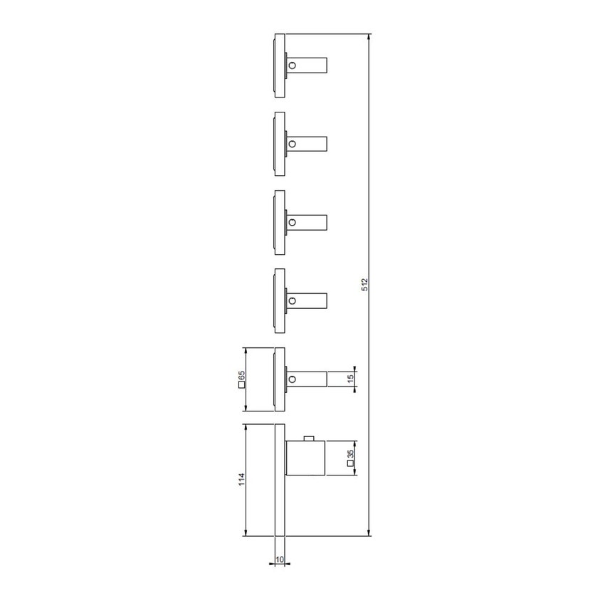 Immagine di Gessi WELLNESS miscelatore termostatico alta portata a parete, 5 uscite con selezione singola, installazione verticale e orizzontale, finitura cromo 43220#031