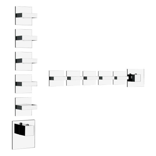 Immagine di Gessi WELLNESS miscelatore termostatico alta portata a parete, 5 uscite con selezione singola, installazione verticale e orizzontale, finitura cromo 43220#031