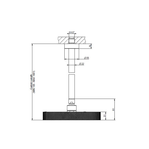 Immagine di Gessi SHOWER DIAMANTATO soffione a soffitto braccio altezza personalizzabile DIAMANTATO, finitura cromo 63450#031