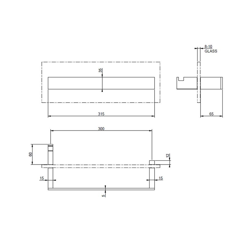 Immagine di Gessi ACCESSORIES maniglia e portasalvietta per vetro 30 cm, finitura cromo 20961#031
