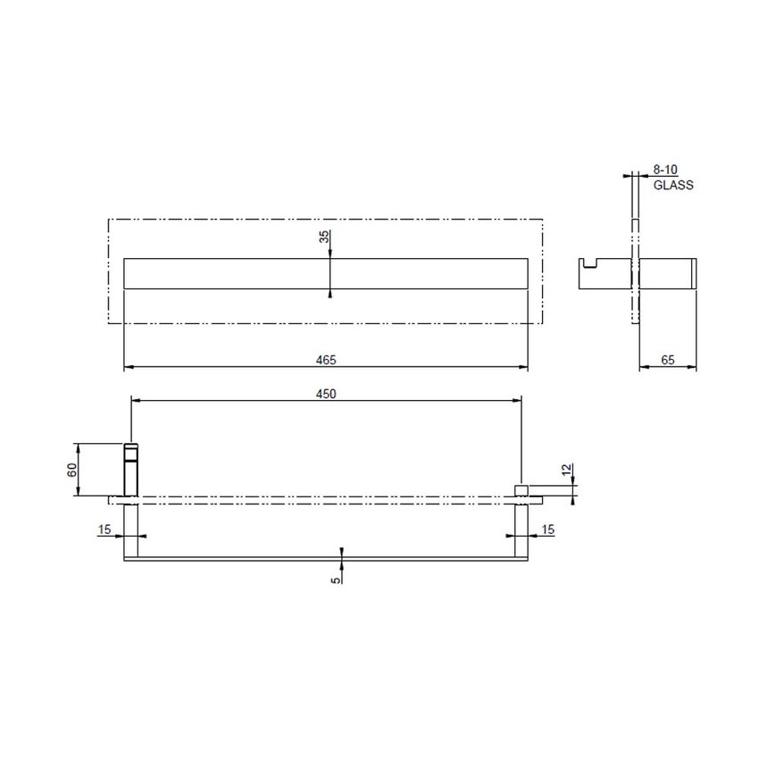 Immagine di Gessi ACCESSORIES maniglia e portasalvietta per vetro 45 cm, finitura cromo 20963#031