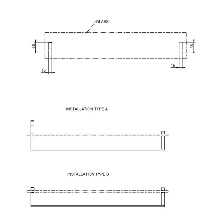Immagine di Gessi ACCESSORIES maniglia e portasalvietta per vetro 60 cm, finitura cromo 20965#031