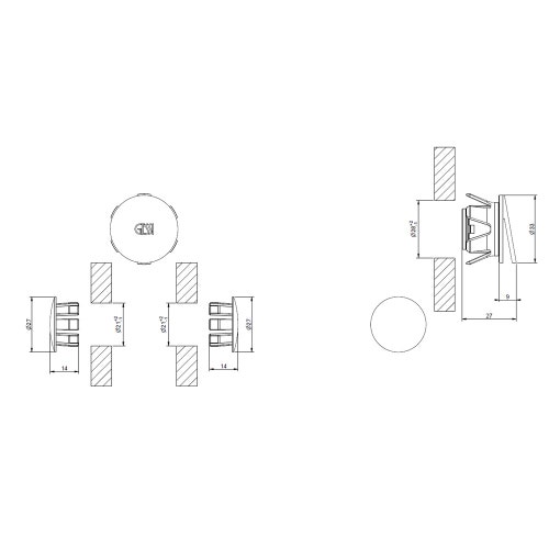 Immagine di Gessi ACCESSORIES tappo di finitura scarico troppopieno con tappi laterali copriforo, finitura cromo 37587#031