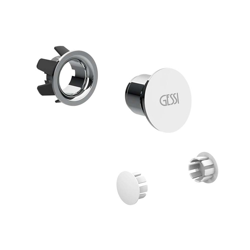 Immagine di Gessi ACCESSORIES tappo di finitura scarico troppopieno con tappi laterali copriforo, finitura cromo 37587#031