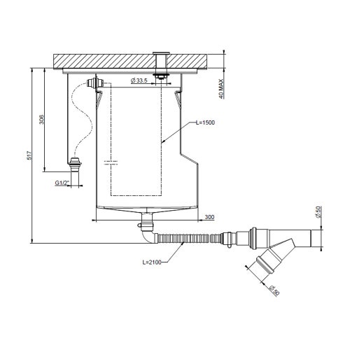 Immagine di Gessi Sistema di recupero acqua per flessibile doccetta bordo vasca, installazione su muretto, non abbinabile a 01669, 01658, 01663 e 01664 01785#031
