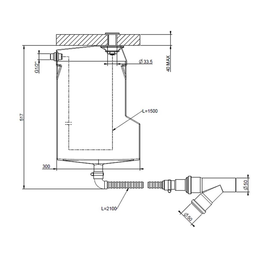 Immagine di Gessi Sistema di recupero acqua per flessibile doccetta, installazione bordo vasca non abbinabile a 01669, 01658, 01663 e 01664 01786#031