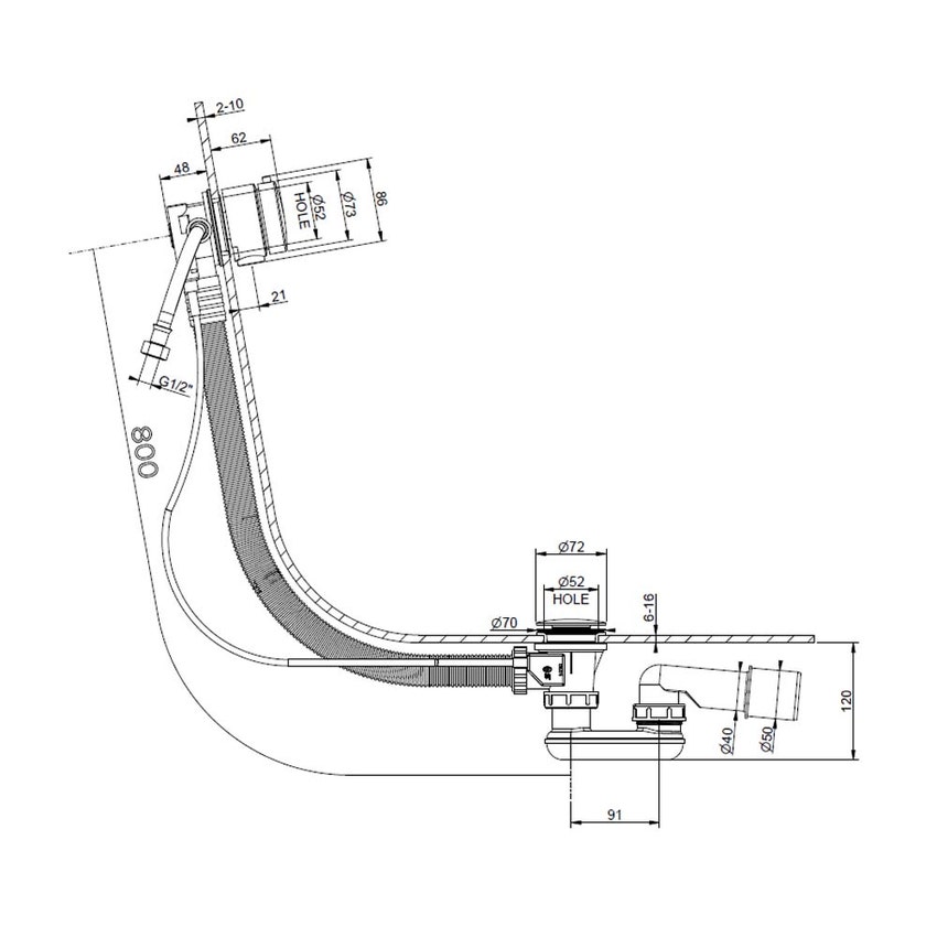 Immagine di Gessi Scarico in polietilene vsasca con erogazione al troppopieno lunghezza del cavo 80 cm, finitura cromo 01080#031