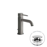 Immagine di Gessi 316 FLESSA miscelatore lavabo con scarico e flessibili di collegamento, finitura steel brushed 54001#239