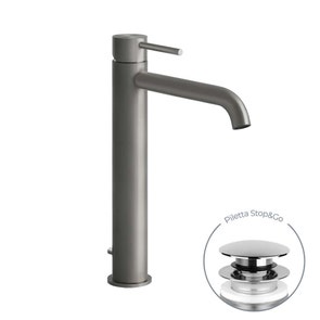 Immagine di Gessi 316 FLESSA miscelatore lavabo H.30 cm, con scarico e flessibili di collegamento, finitura steel brushed  54003#239
