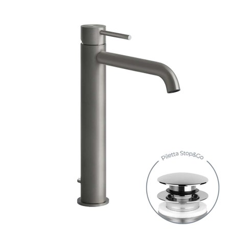 Immagine di Gessi 316 FLESSA miscelatore lavabo H.30 cm, con scarico e flessibili di collegamento, finitura steel brushed  54003#239