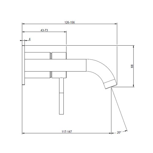 Immagine di Gessi 316 TRAME miscelatore lavabo a parete bocca media senza scarico, finitura steel brushed 54088#239