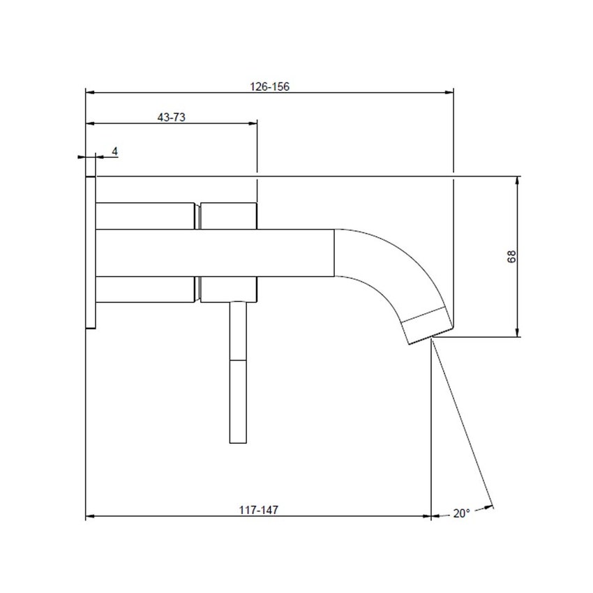 Immagine di Gessi 316 TRAME miscelatore lavabo a parete bocca media senza scarico, finitura steel brushed 54088#239