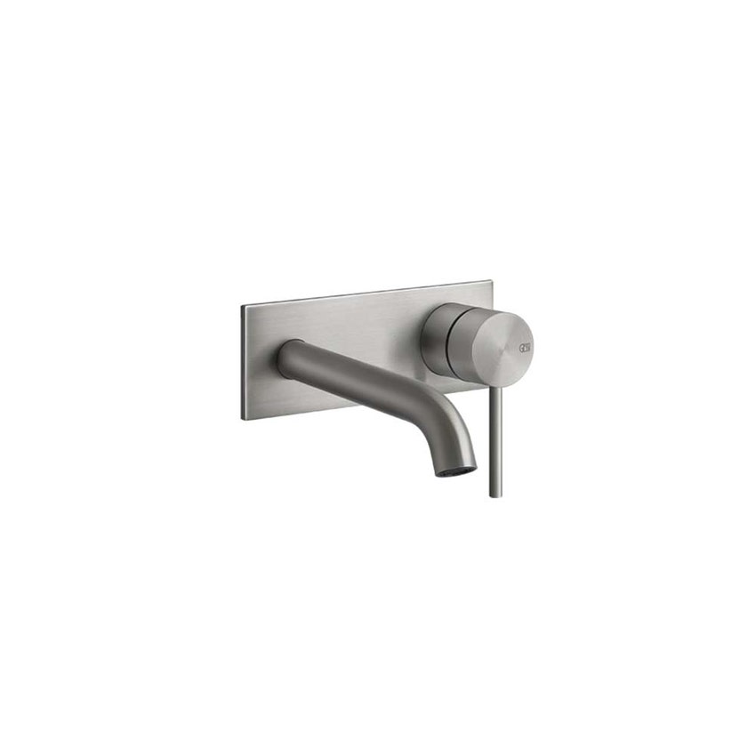 Immagine di Gessi 316 TRAME miscelatore lavabo a parete bocca media senza scarico, finitura steel brushed 54088#239