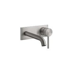 Immagine di Gessi 316 TRAME miscelatore lavabo a parete, bocca lunghezza personalizzata, senza scarico, finitura steel brushed 54084#239