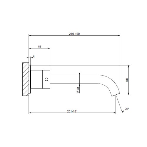 Immagine di Gessi 316 TRAME gruppo lavabo a parete 3 fori bocca lunga senza scarico, finitura steel brushed 54094#239