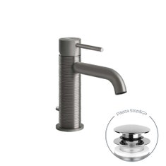 Immagine di Gessi 316 TRAME miscelatore lavabo, con scarico e flessibili di collegamento, finitura steel brushed 54301#239