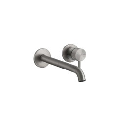 Immagine di Gessi 316 TRAME miscelatore Lavabo a parete bocca lunghezza personalizzata senza scarico, finitura steel brushed 54389#239