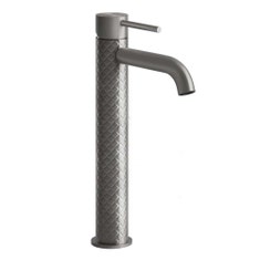Immagine di Gessi 316 INTRECCIO miscelatore lavabo alto bocca corta senza scarico con flessibili di collegamento, finitura steel brushed 54109#239
