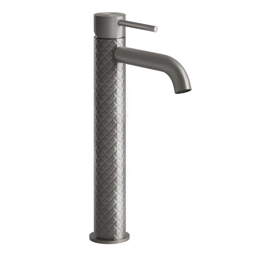 Immagine di Gessi 316 INTRECCIO miscelatore lavabo alto bocca corta senza scarico con flessibili di collegamento, finitura steel brushed 54109#239