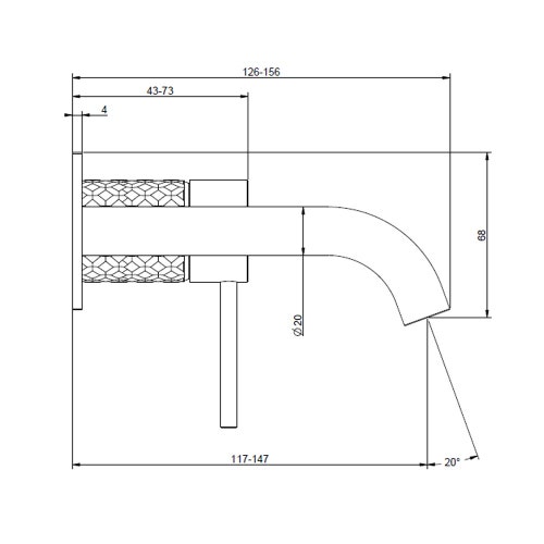 Immagine di Gessi 316 INTRECCIO miscelatore lavabo a parete bocca media senza scarico, finitura steel brushed 54188#239
