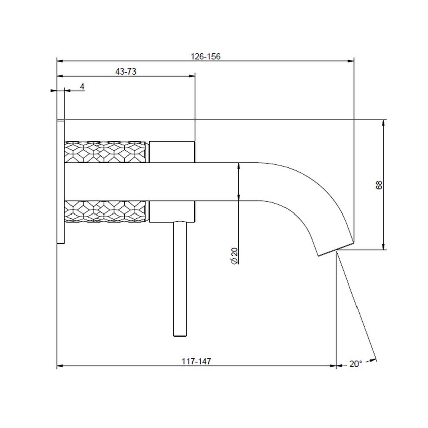 Immagine di Gessi 316 INTRECCIO miscelatore lavabo a parete bocca media senza scarico, finitura steel brushed 54188#239