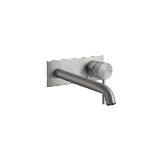 Immagine di Gessi 316 INTRECCIO miscelatore lavabo a parete bocca lunga senza scarico, finitura steel brushed 54190#239