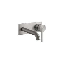 Immagine di Gessi 316 INTRECCIO miscelatore lavabo a parete bocca lunghezza personalizzata senza scarico, finitura steel brushed 54184#239